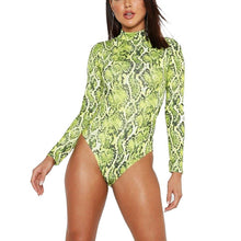 Load image into Gallery viewer, 2021 Sexy Female Snake Print One Piece Swimsuit Long Sleeve Bodysuit Swimwear Sizes S - 2XL

