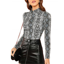 Load image into Gallery viewer, 2021 Sexy Female Snake Print One Piece Swimsuit Long Sleeve Bodysuit Swimwear Sizes S - 2XL
