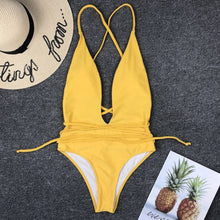 Load image into Gallery viewer, 2021 Summer New Women Bodysuits Sexy Bandage  High Cut One-piece Swimwear Sizes S - XL
