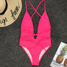 Load image into Gallery viewer, 2021 Summer New Women Bodysuits Sexy Bandage  High Cut One-piece Swimwear Sizes S - XL
