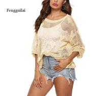 Load image into Gallery viewer, 2021 Summer Long Sleeve Cover Up Beach Dress Tunic Mesh Lace Beach Wear One Size
