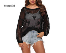 Load image into Gallery viewer, 2021 Summer Long Sleeve Cover Up Beach Dress Tunic Mesh Lace Beach Wear One Size
