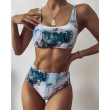 Load image into Gallery viewer, 2021 New!!! Women&#39;s Sexy Marble Bikini Swimsuit High Waist Sport Bandeau Sizes S - XL
