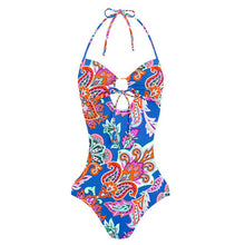 Load image into Gallery viewer, 2021 Summer Women LA CISNE swimsuit new floral leaf floral print one-piece halter Sizes S -2XL
