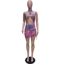 Load image into Gallery viewer, 2021 HAOYUAN Sexy Tie Dye Bodycon Mini Dress Sleeveless Halter Dresses for Women Sizes S - XL
