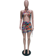 Load image into Gallery viewer, 2021 HAOYUAN Sexy Tie Dye Bodycon Mini Dress Sleeveless Halter Dresses for Women Sizes S - XL
